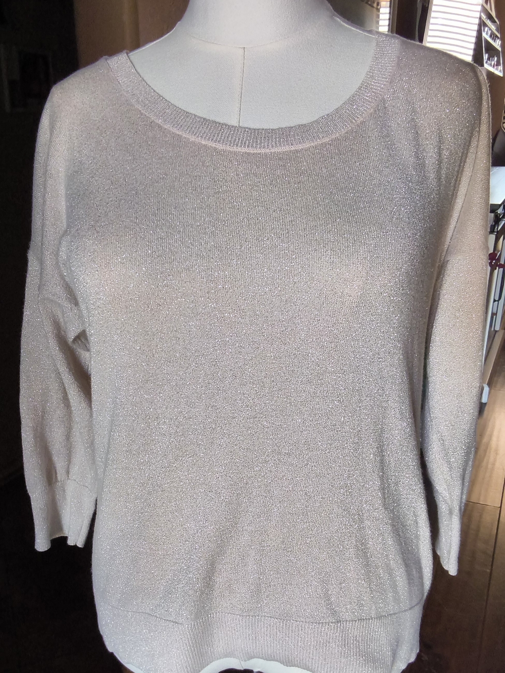 Banana Republic Light Pink Metallic Crewneck Sweater